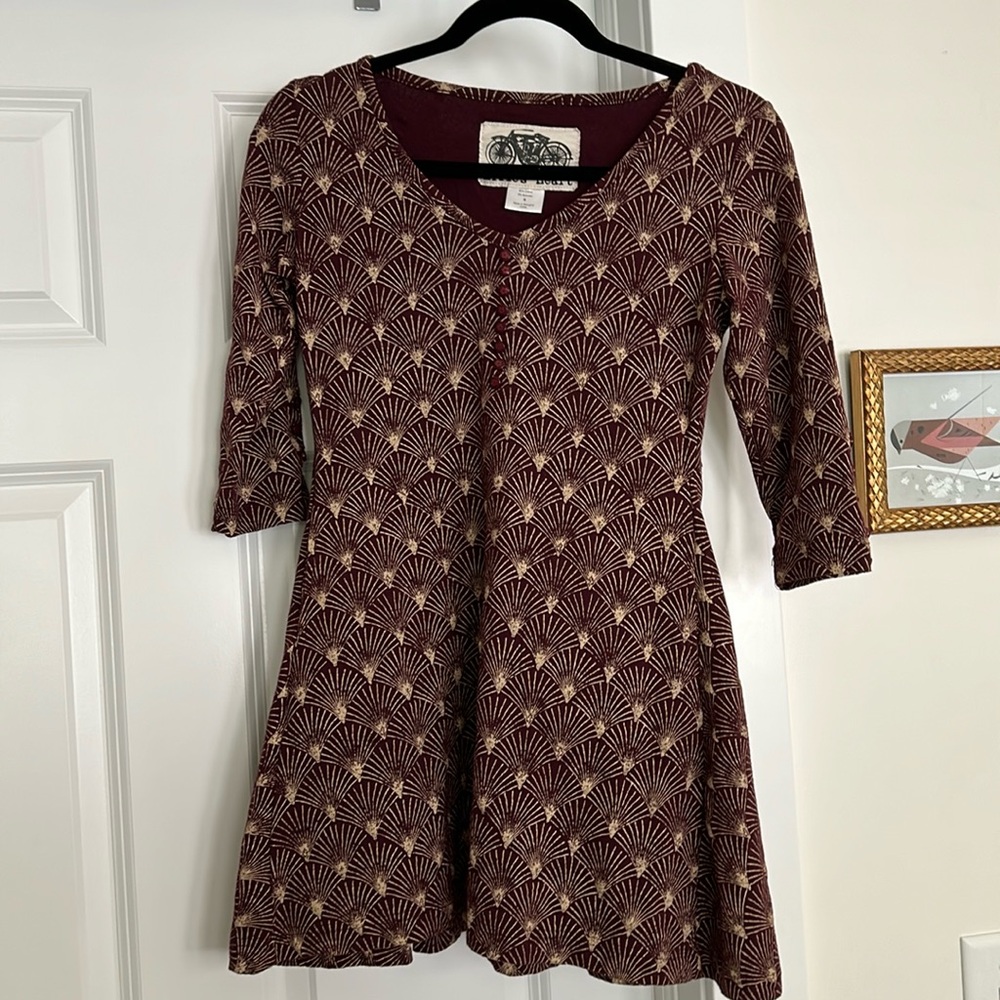 Effie’s Heart dress size small burgundy with buttons cottage core boho